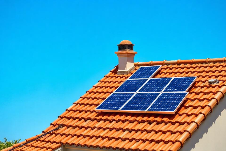 Pannelli solari su tetto italiano con tegole in terracotta